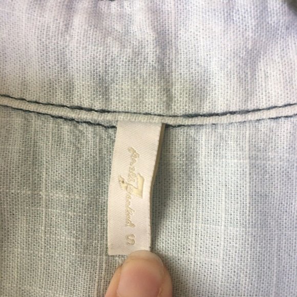 7 For All Mankind S Chambray Romper Light Blue Jea - Picture 7 of 8